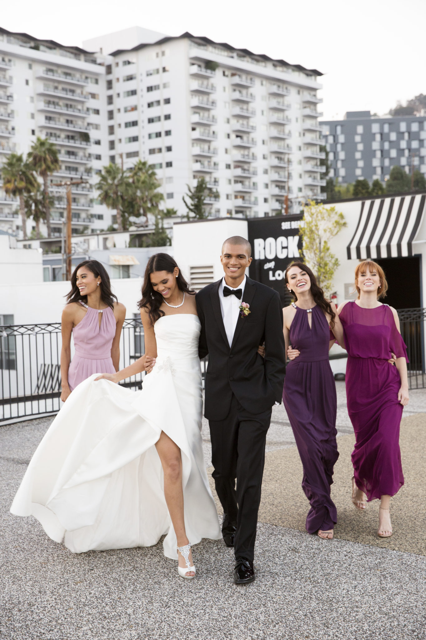 Glamorous wedding party on LA roof