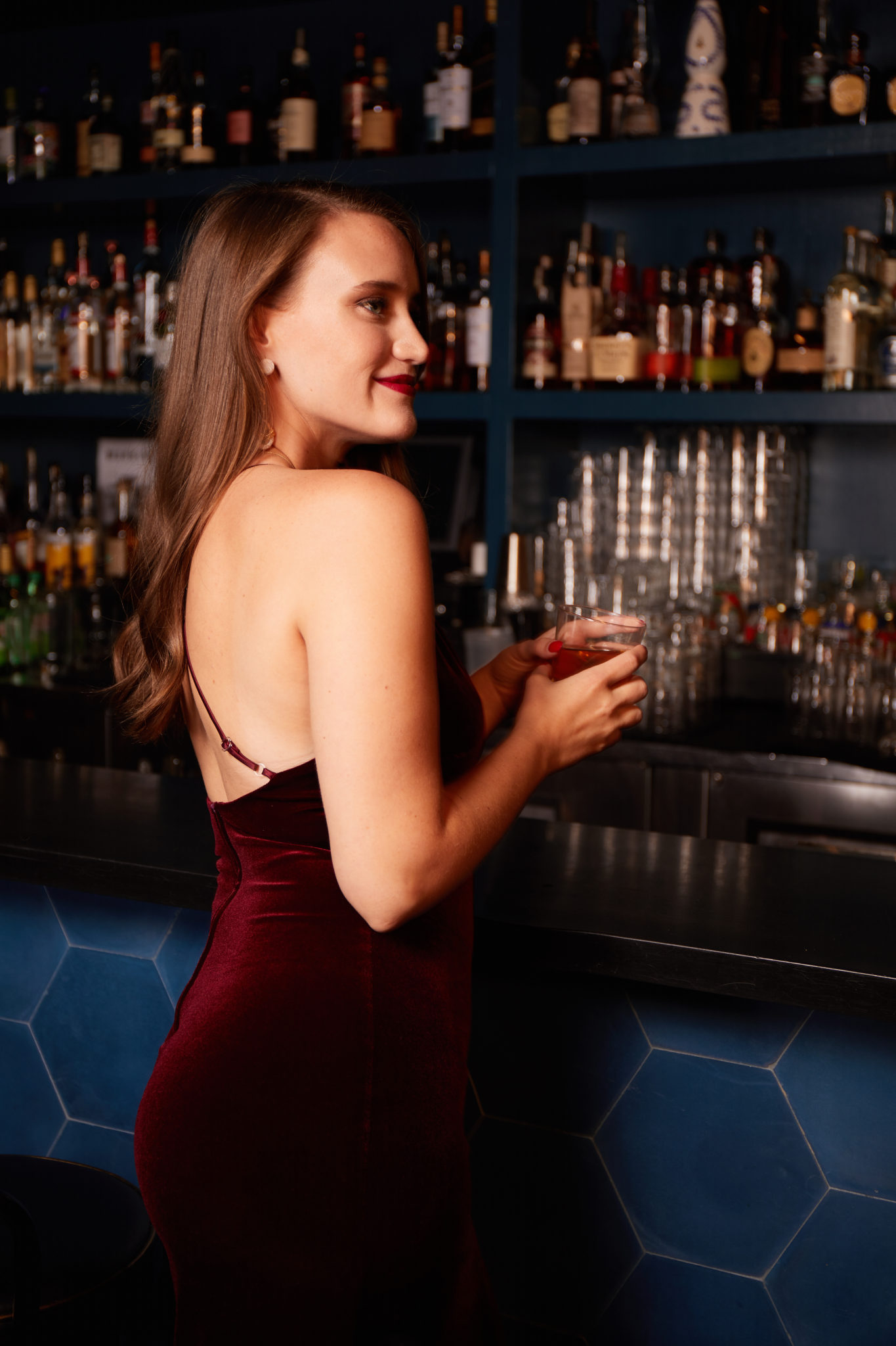 Girl in velvet dress