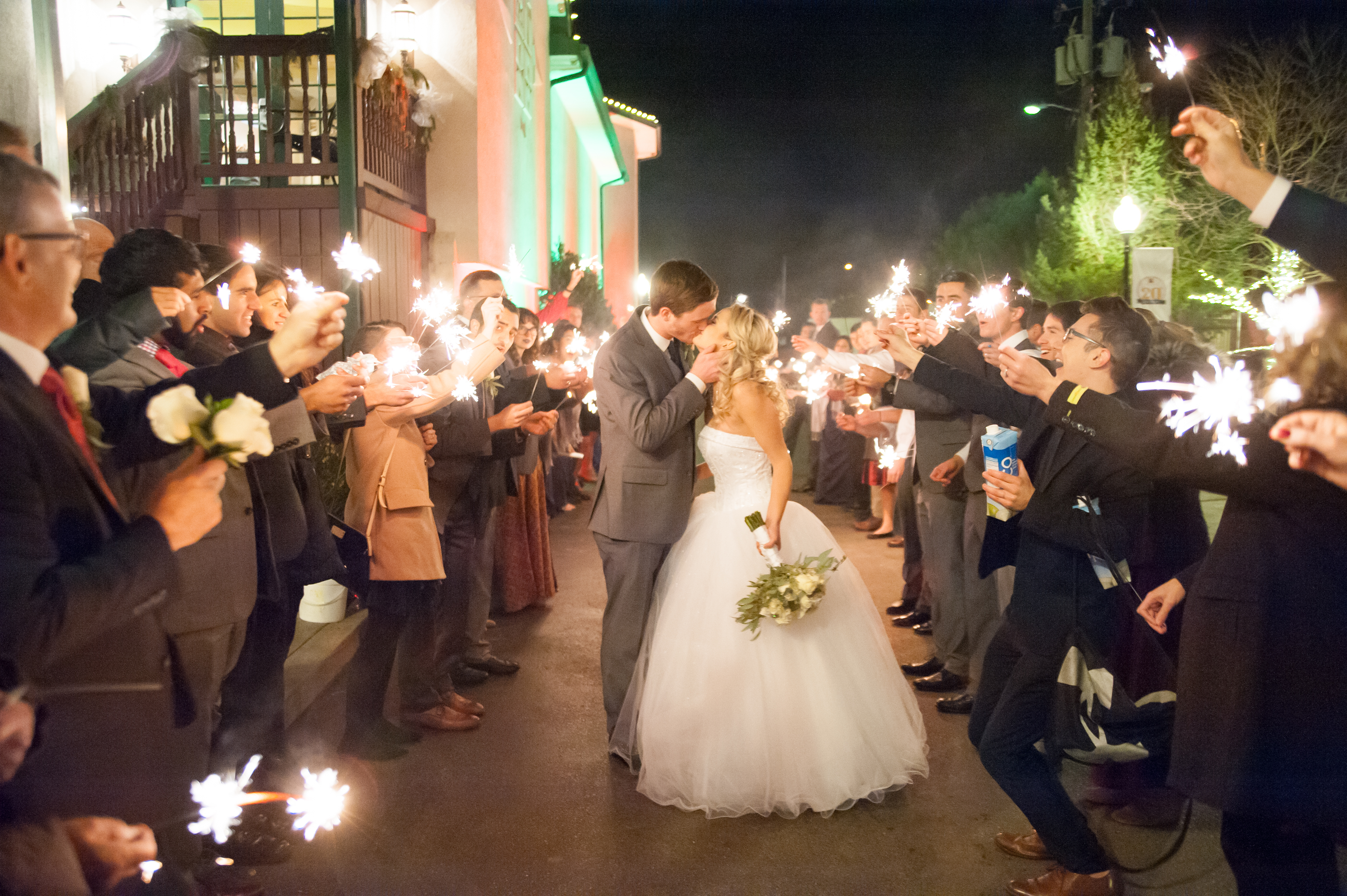 Epic Wedding Send Off with Glow Sticks Thrown at Bride and Groom 