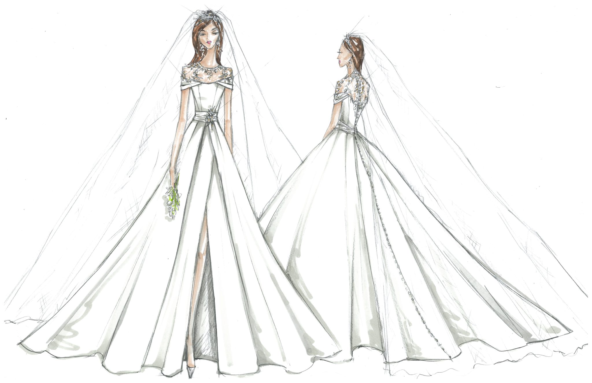 Технический эскиз свадебного платья