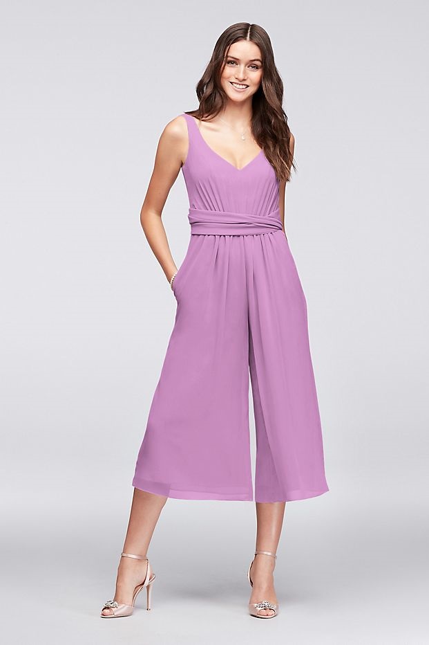 Flowy Wide-Leg Georgette Bridesmaid Jumpsuit