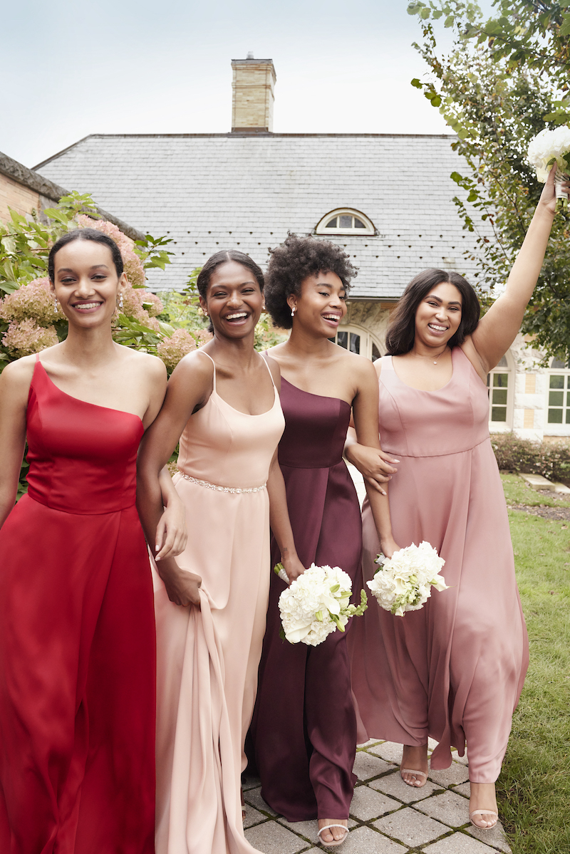 Red and pink bridesmaid dresses