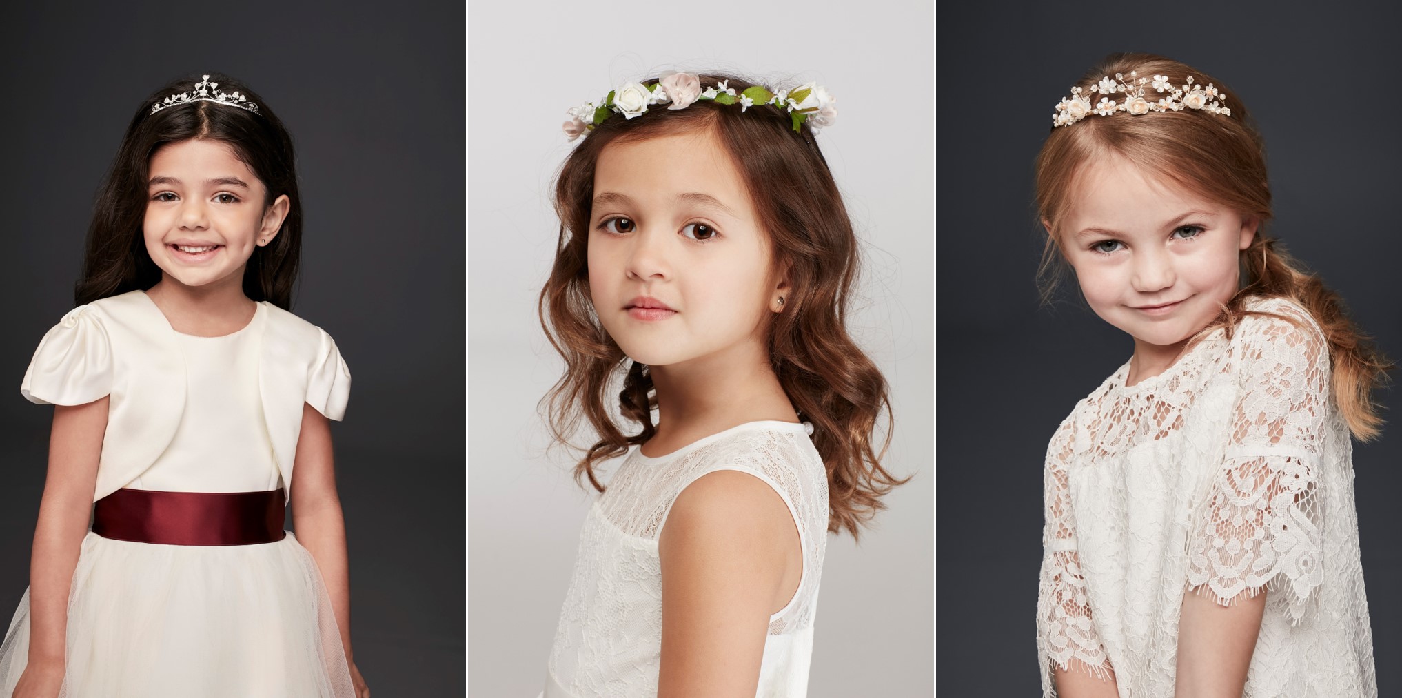 Girls in Meghan Markle look a like flower girl accessories