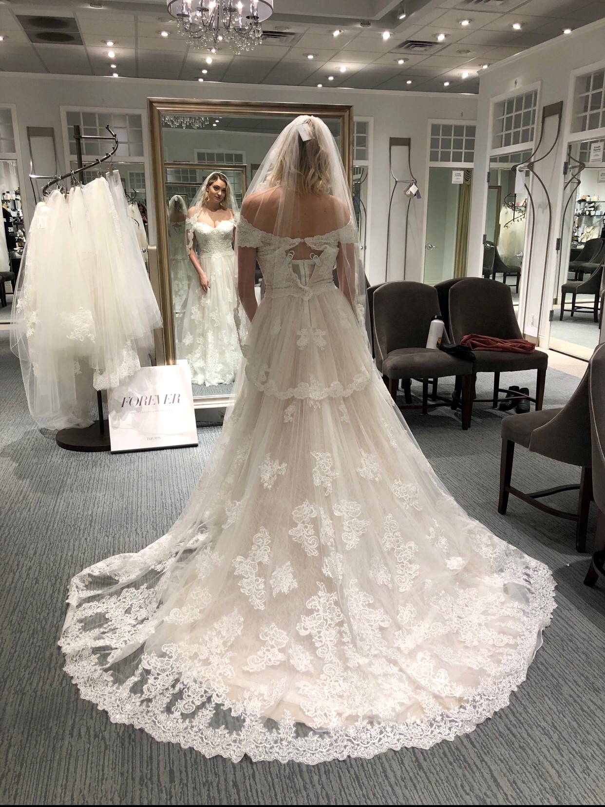 Real bride, model and body positive warrior Carrie Lane shops for her wedding dress at David's Bridal