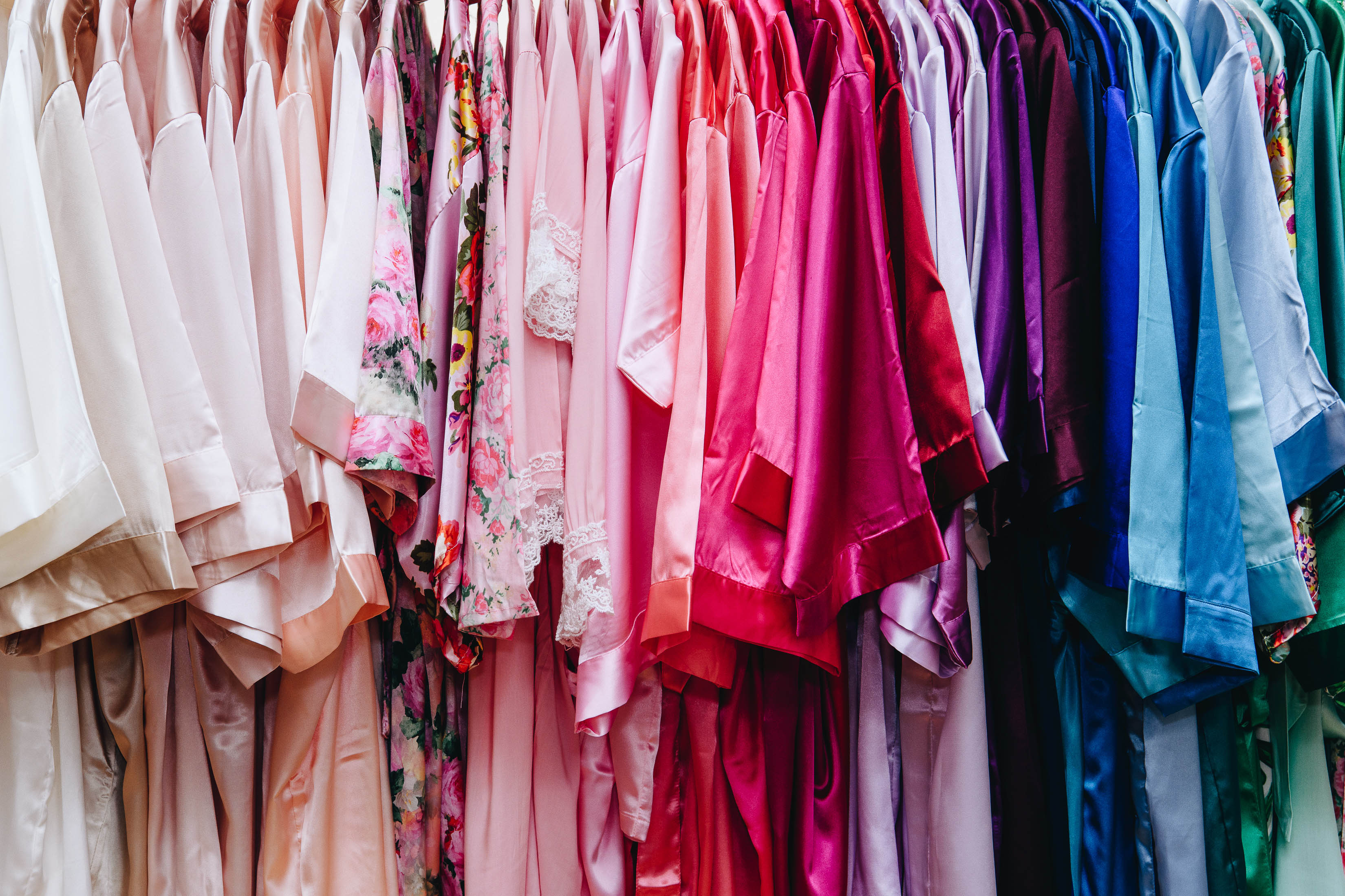 Bridal party robes in a rainbow of colors from David's Bridal