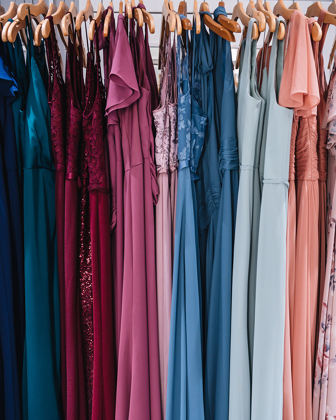 Rack of various 2019 Fall Bridesmaid Dresses from David's Bridal