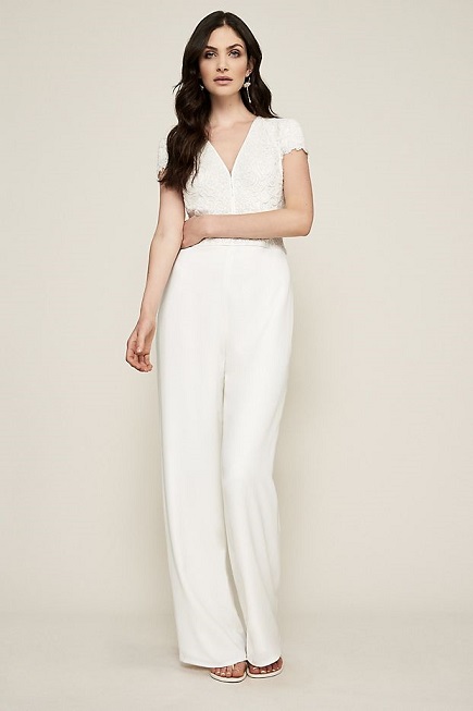 cape sleeve wedding jumpsuit in satin