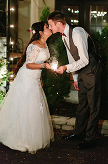 Kritika and Kevin embracing one another after their ceremony. 