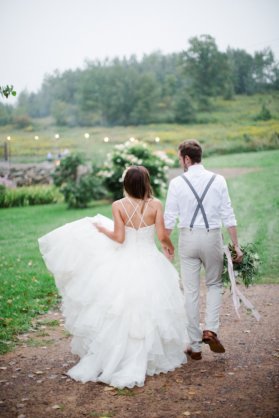 Bride and Groom walking off into the distance