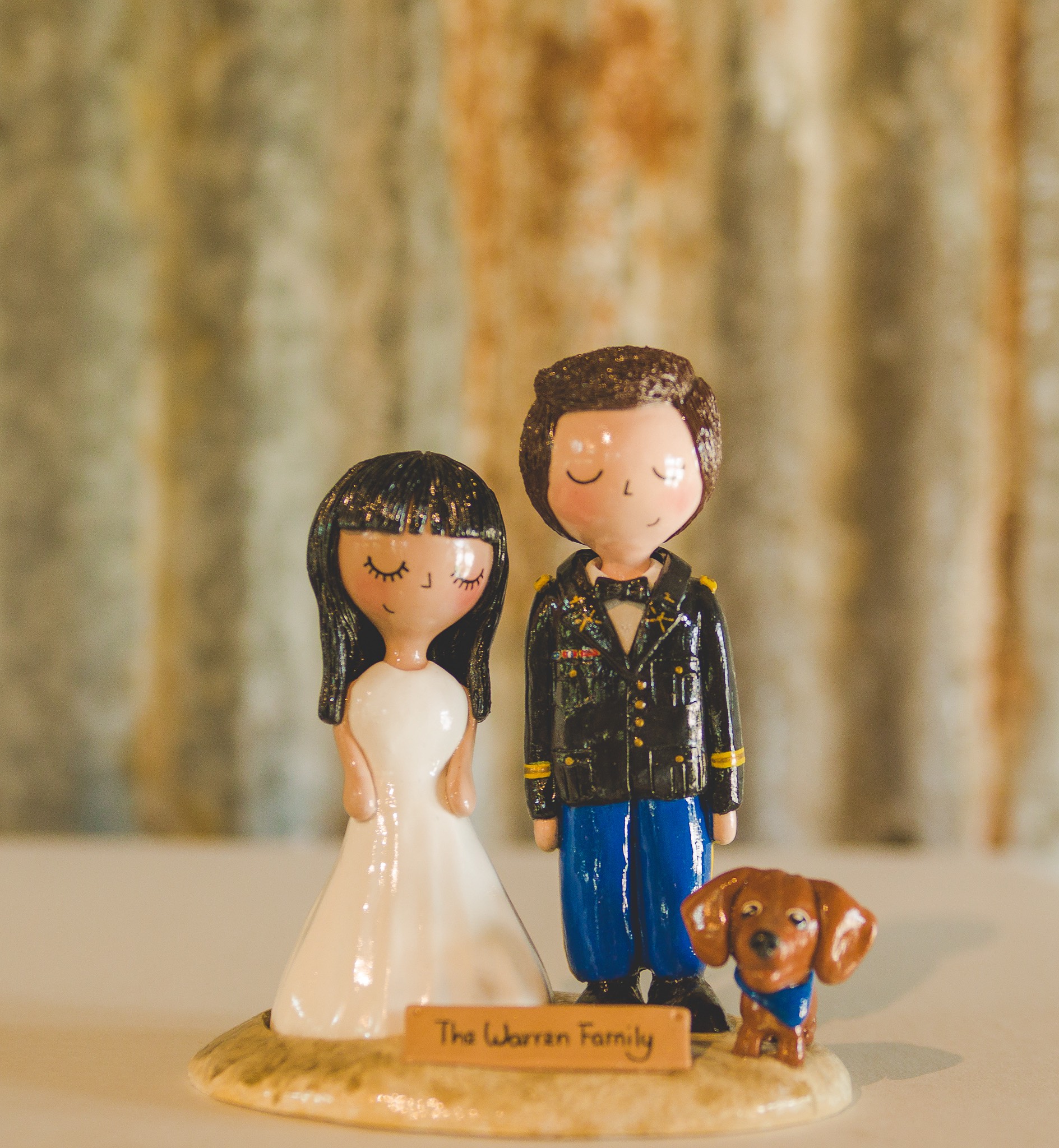 Bride, Groom, and Puppy Cake Topper