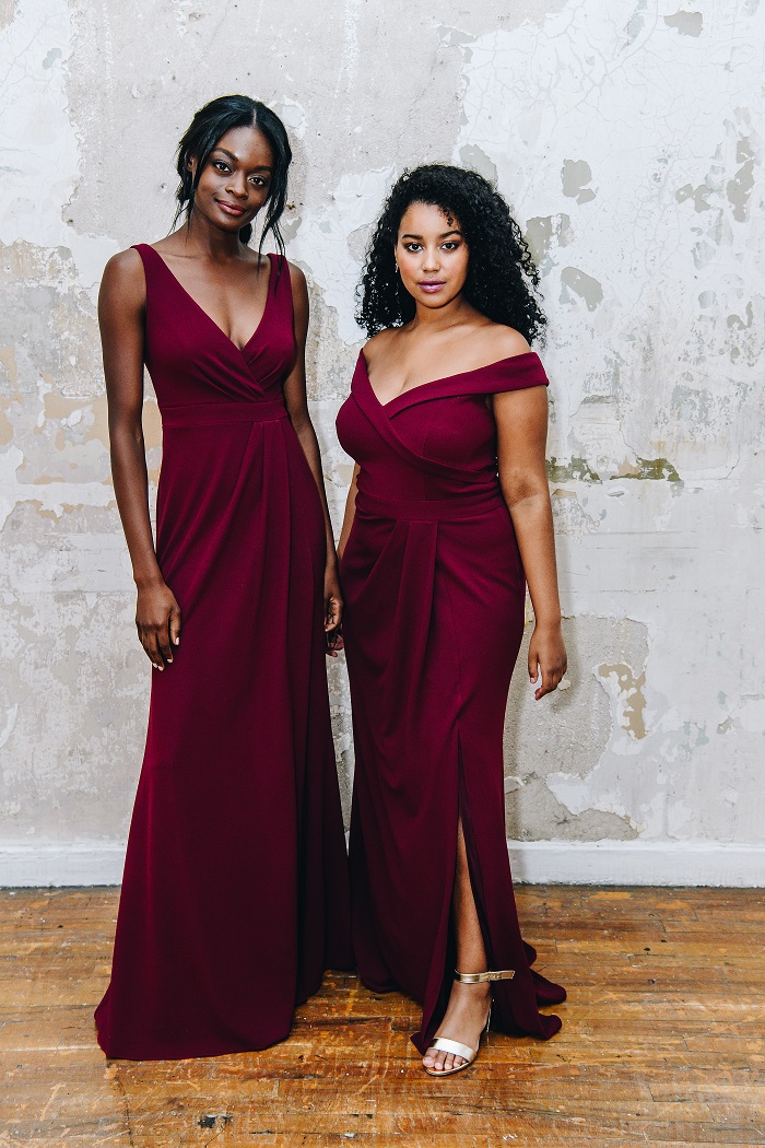 david's bridal wine colored bridesmaid dress