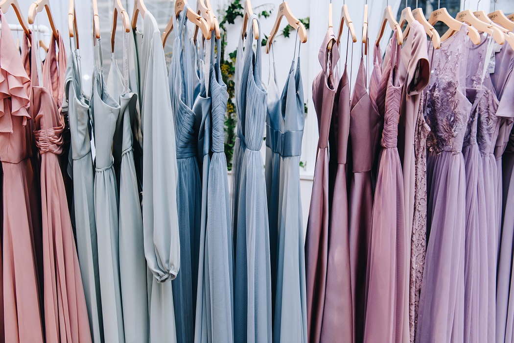 spring 2020 new bridesmaids dresses on rack