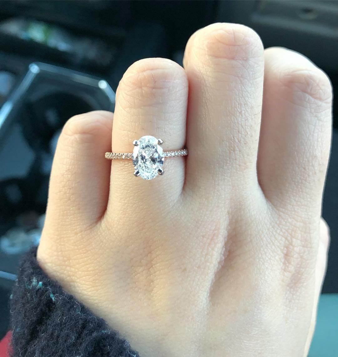 An oval cut engagement ring