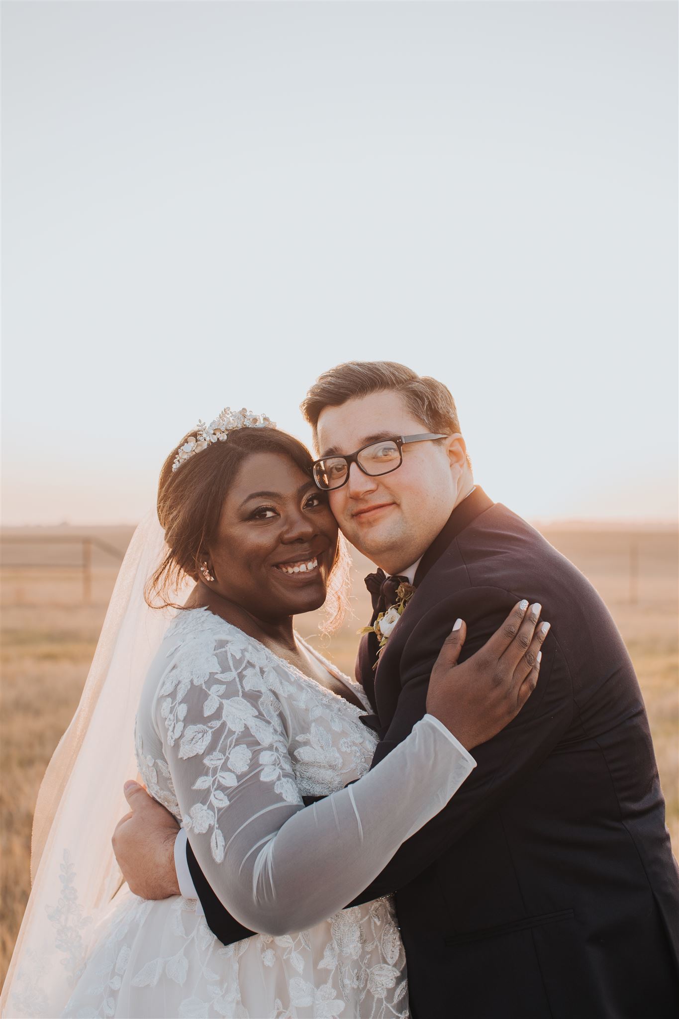 Bride and Groom at Sunset