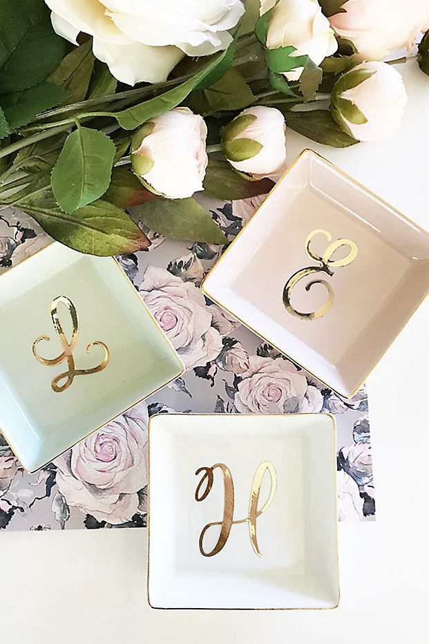 Square ring dishes with initials