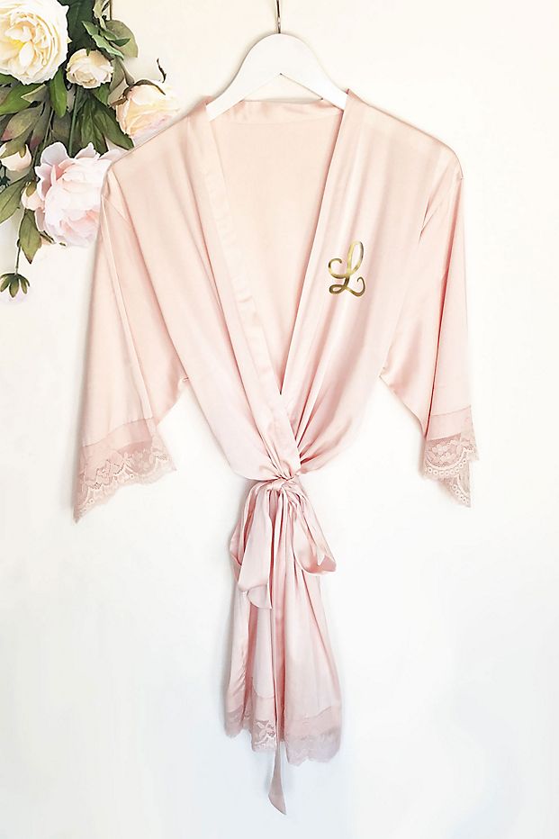 Personalized pink bridal party robe