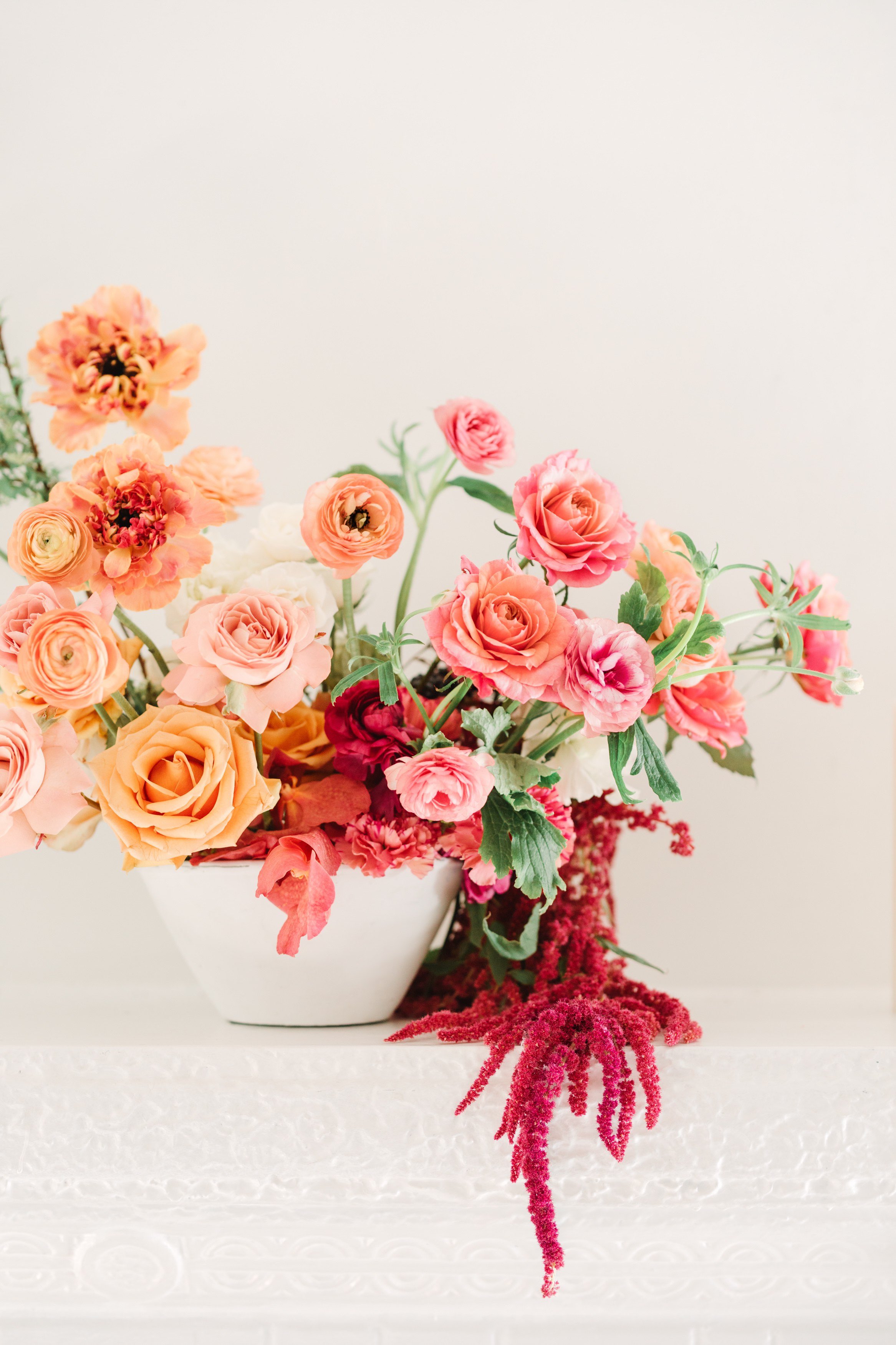 Orange and pink flower arrangement