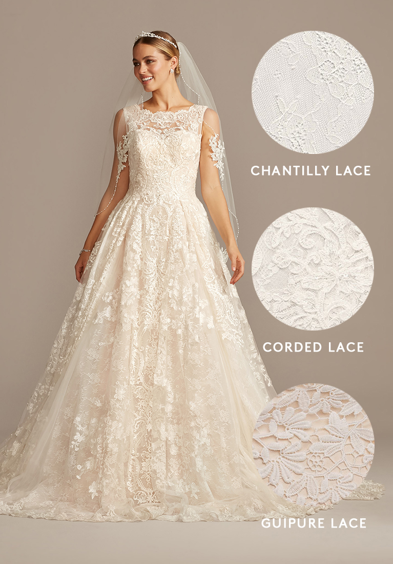How much fabric do i need for a wedding dress Wedding Dress Fabrics Guide David S Bridal Blog