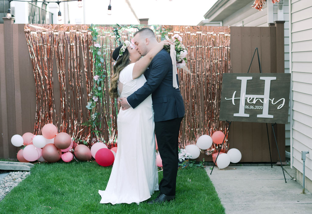 Bride and Groom First Kiss