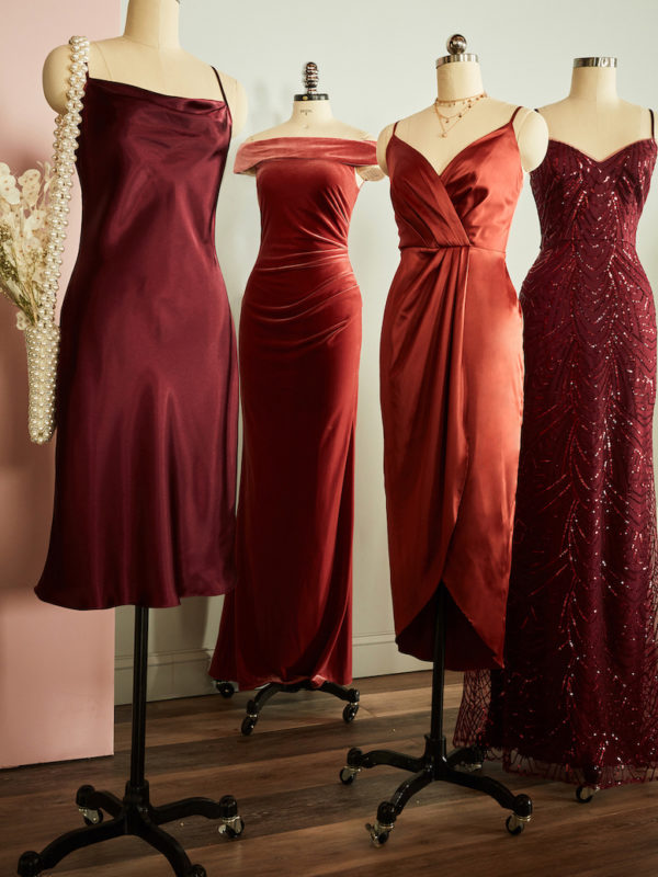 Bridesmaid dresses on bust forms