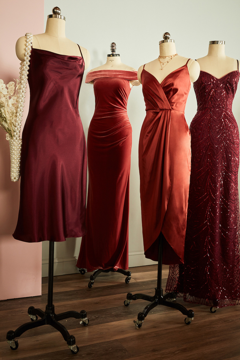 Bridesmaid dresses on bust forms