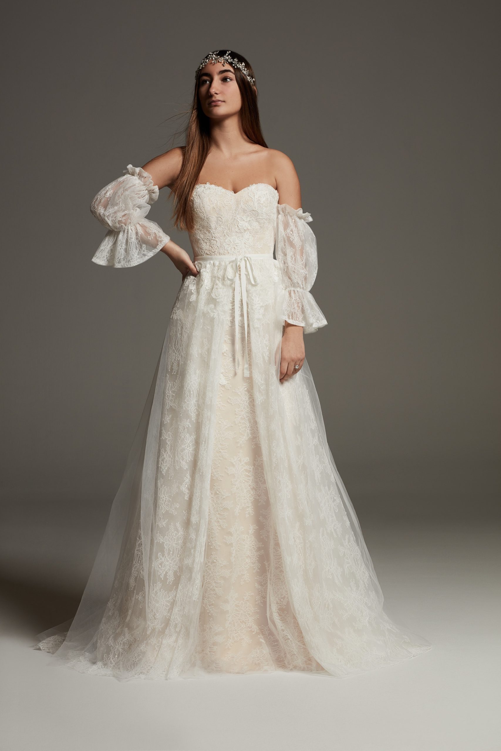 White by Vera Wang Lace Overskirt Wedding Dress