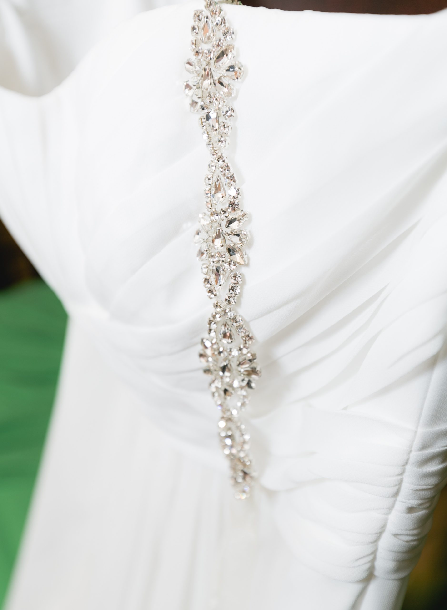 Wedding Dress and Sash Detail Shot