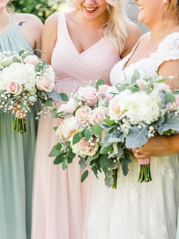 bridesmaids in spring wedding colors