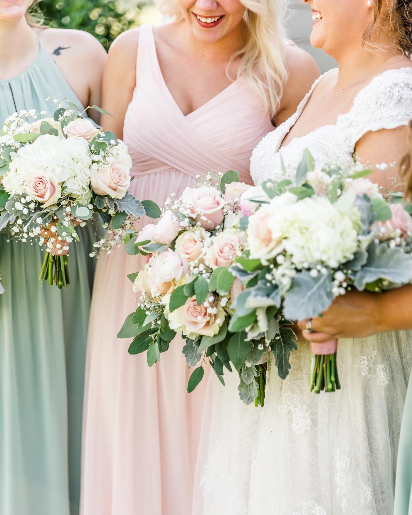 bridesmaids in spring wedding colors