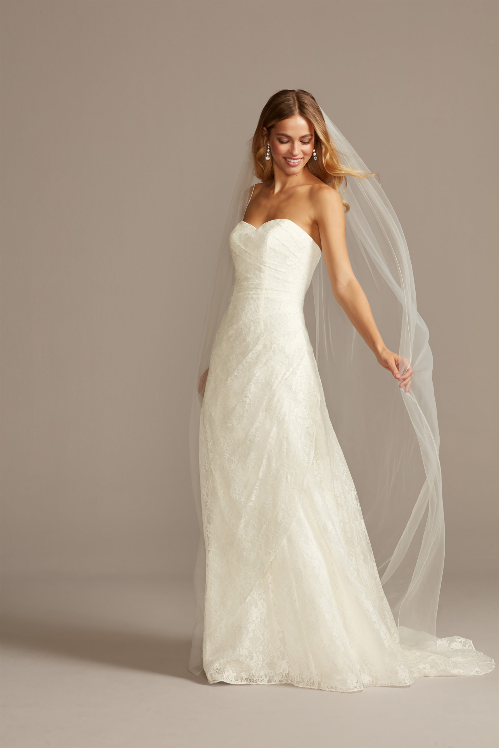 Banded Eyelash Lace Layered Wedding Dress designerjoolz