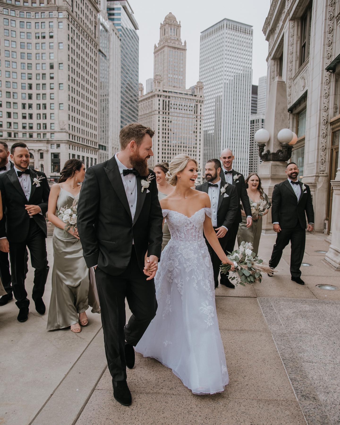 happy couple celebrating at their weekday wedding