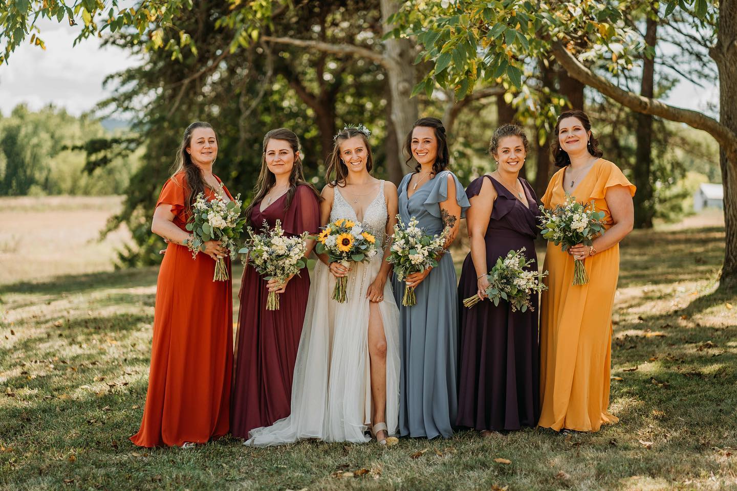 different color bridesmaid dresses fall