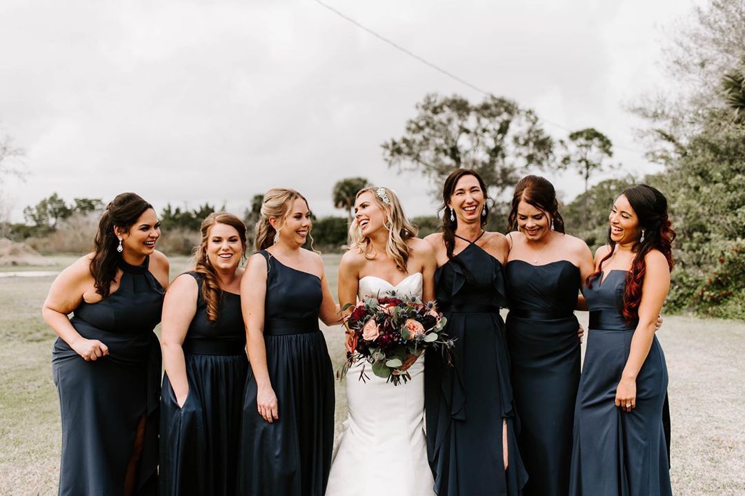 bridal party in navy