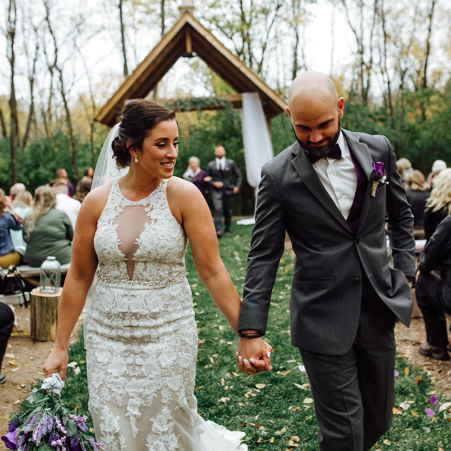 bride and groom at a small wedding