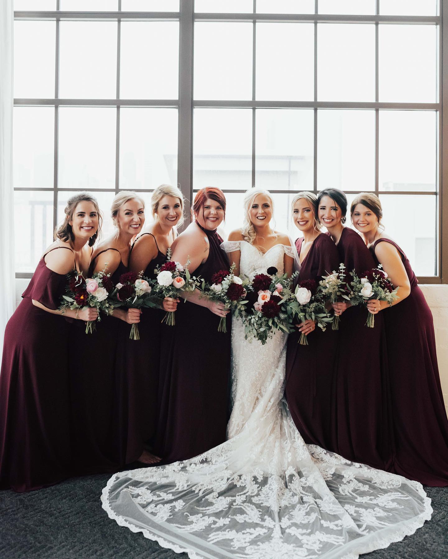 bridal party in wine