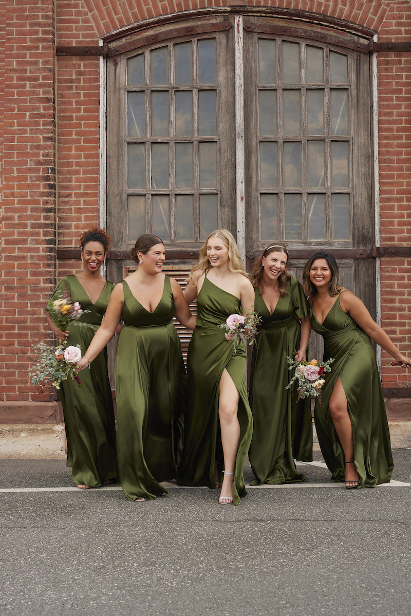 Olive Green Satin Dress - Maxi Slip Dress - Ruched Maxi Dress - Lulus