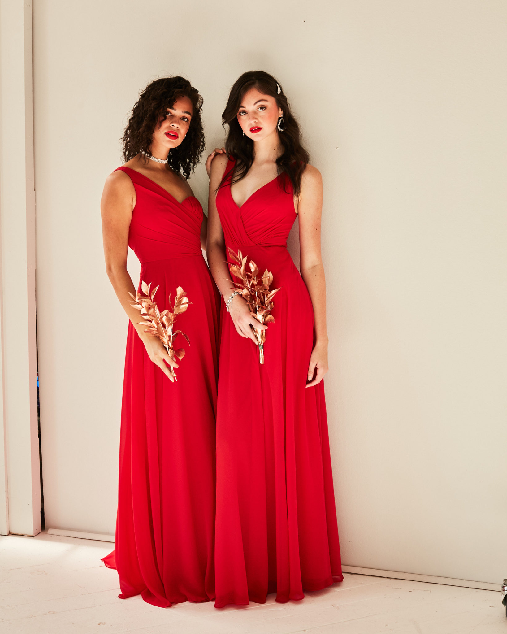 red bridesmaid dress