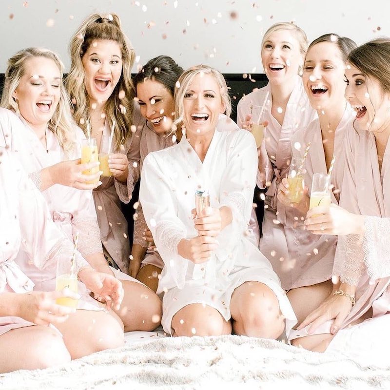 bridal party celebrating