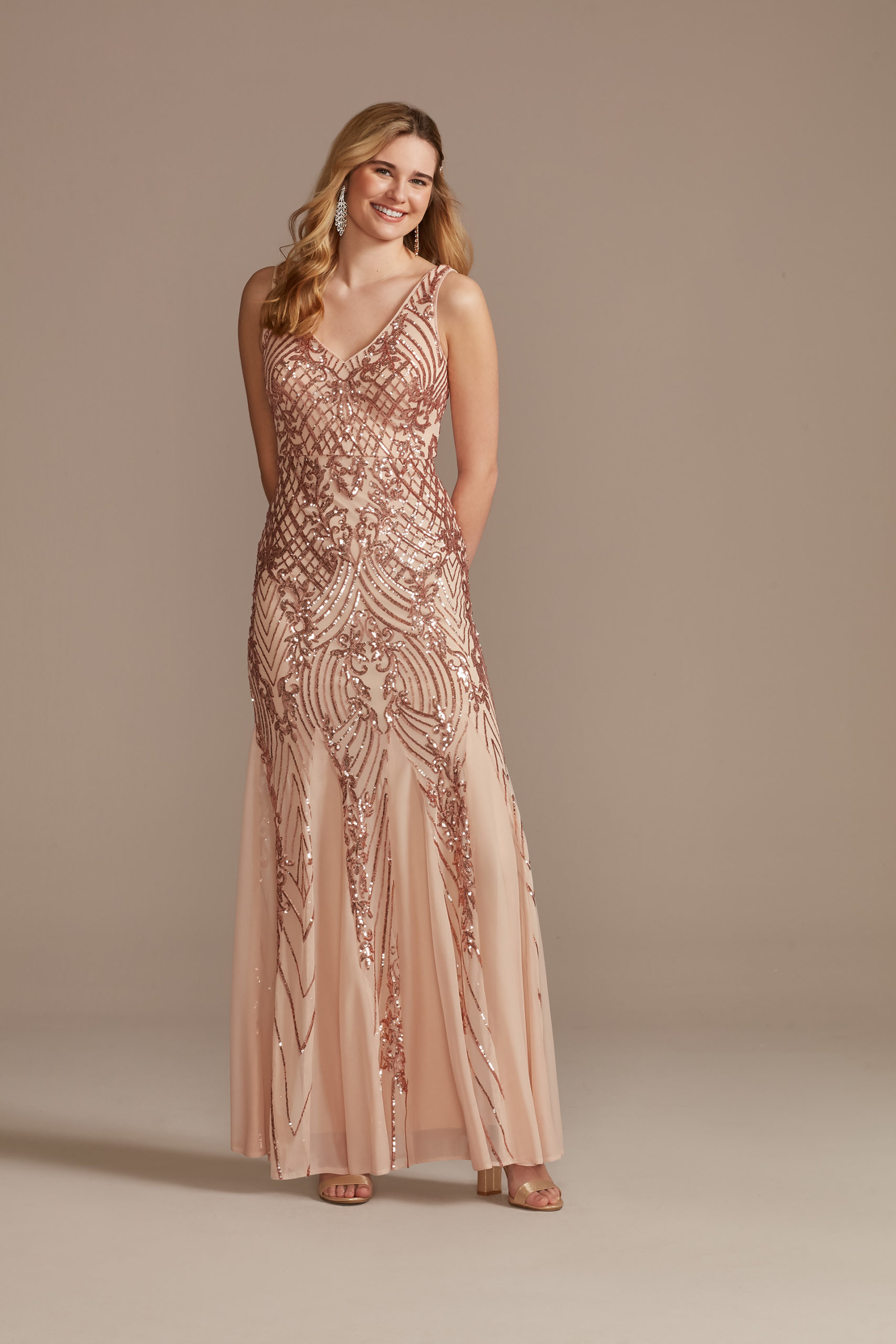 Peach store evening gown