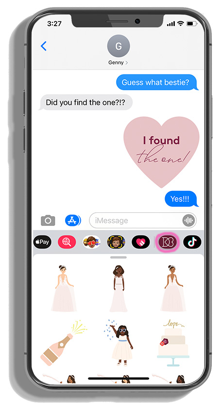 bride sending bridemojis over text