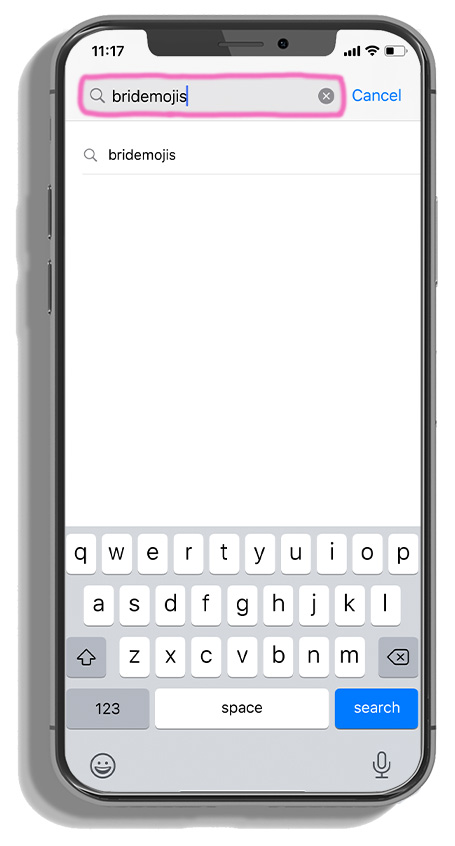 phone searching bridemojis