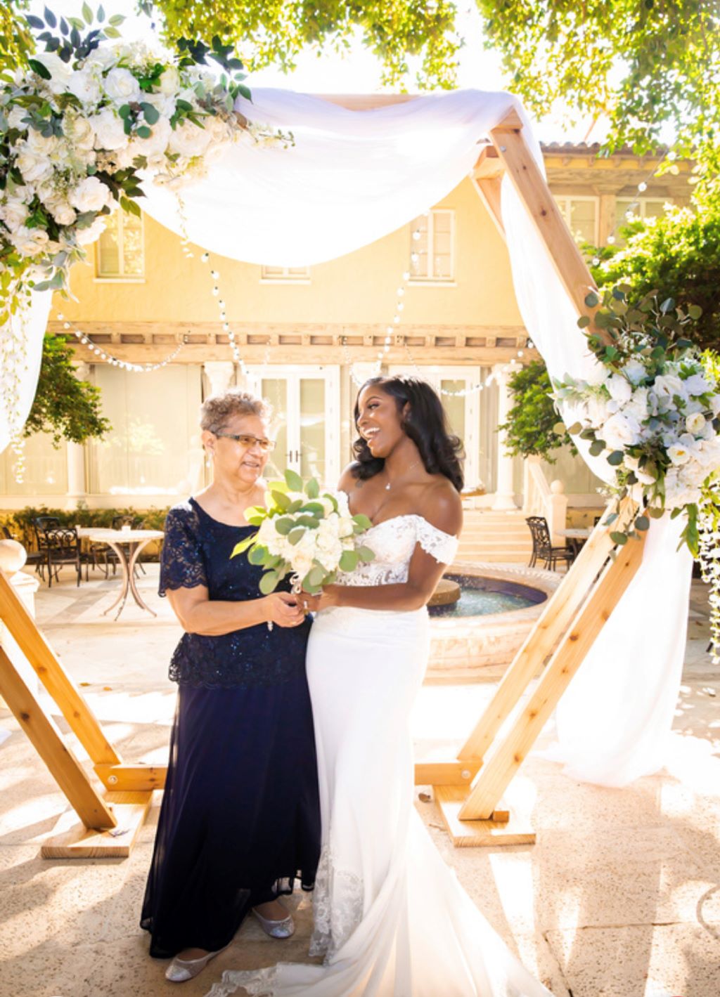 Bride and her aunt on wedding day