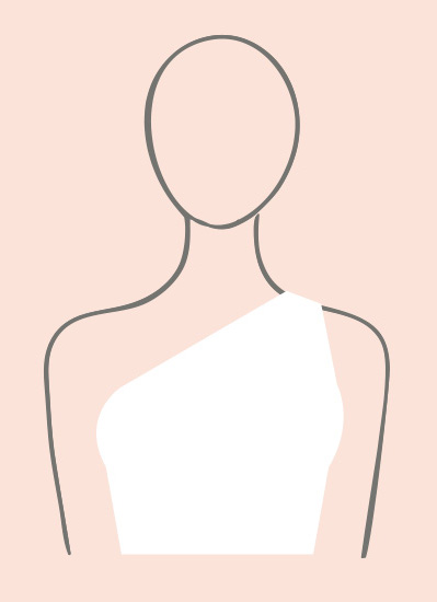 Illustration of One-Shoulder Neckline Wedding Dress Type.
