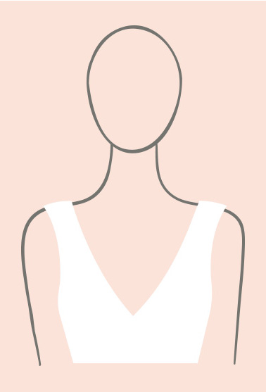 Illustration of Plunging Neckline Wedding Dress Type.