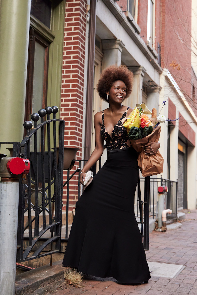 Black dress shop on the floor