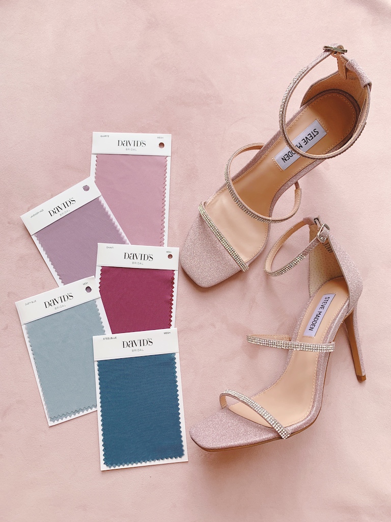 dusty tone bridesmaid color shoe pairings