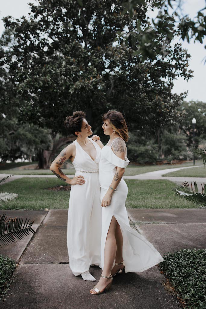 brides in white occasion wear