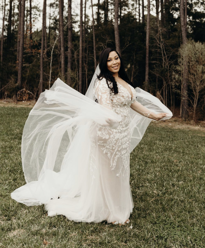 bride in sexy bohemian wedding dress