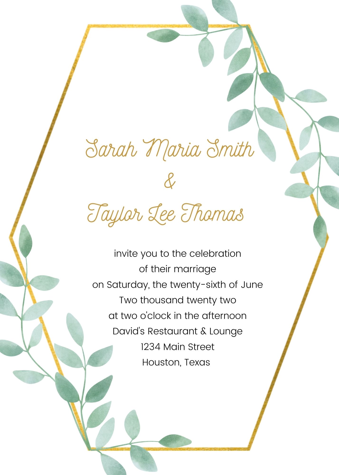 invitation for wedding hosted by the couple 