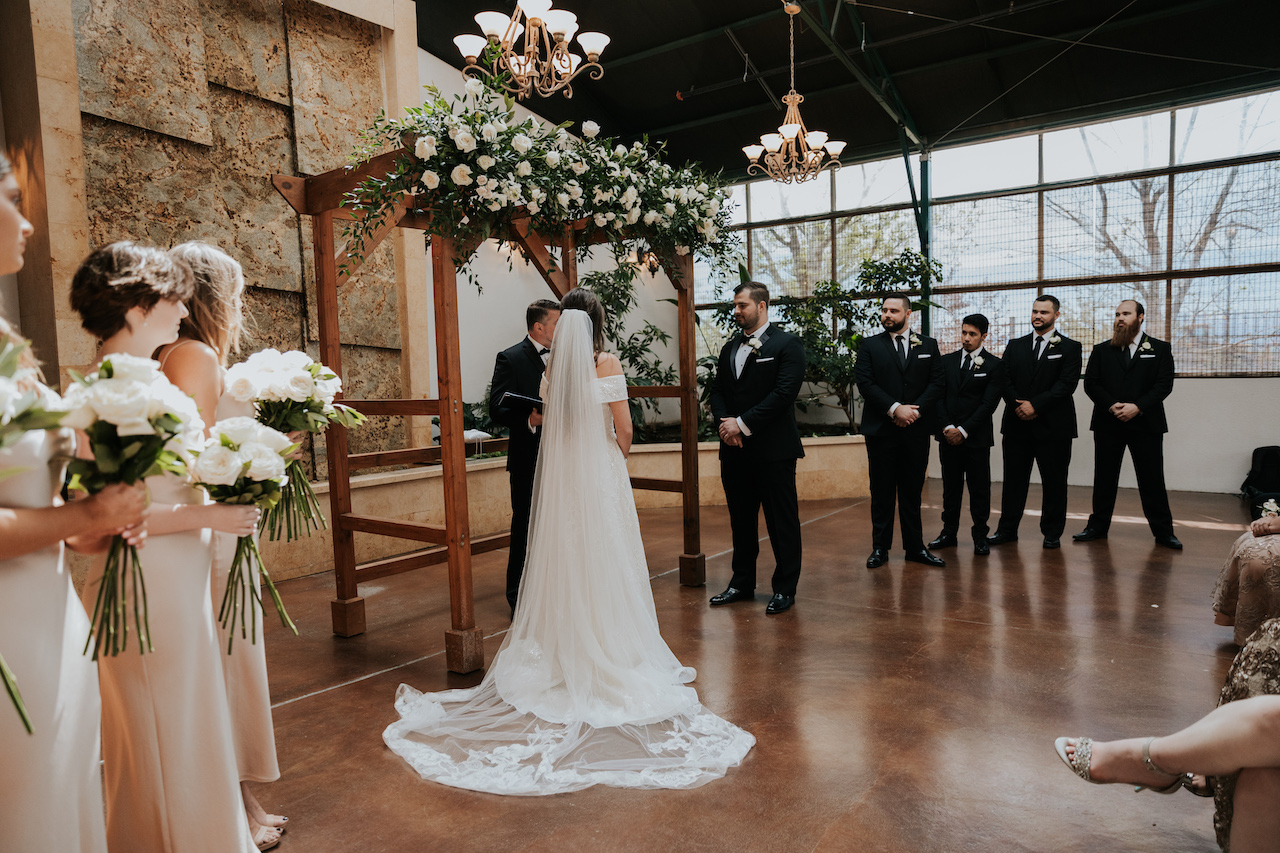 simple and elegant greenhouse wedding ceremony